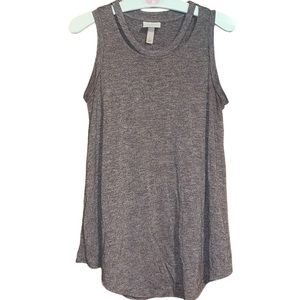 •KNOX ROSE•HEATHERED BURGUNDY CUT OUT STRAPPY NECK SWING TANK TOP SIZE SMALL